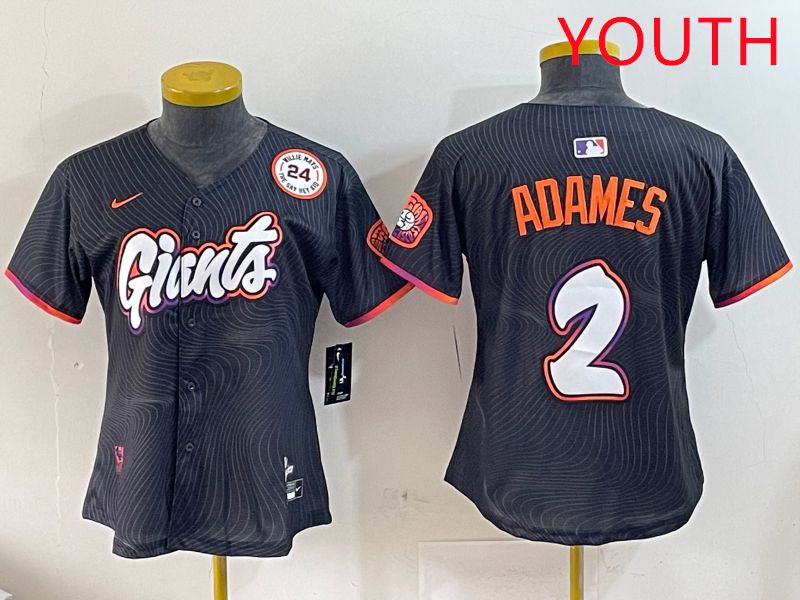 Youth San Francisco Giants 2 Adames Black Joint Name Nike 2025 MLB Jersey style 9